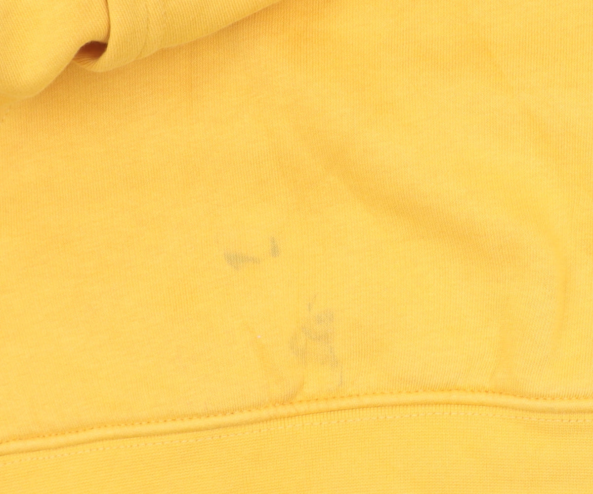 Champion Mens Yellow Pullover Hoodie Medium Logo Graphic Cotton Blend