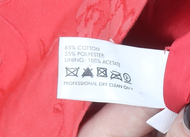 Elvi Women's Red Jacquard 3/4 Sleeve Tailored Blazer Size 16