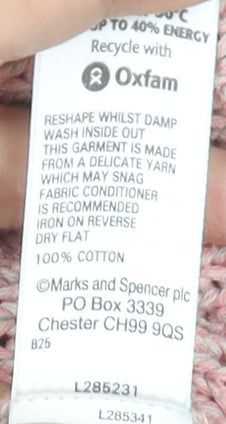 Marks and Spencer Women's Pink Cotton Knit Jumper Size 12