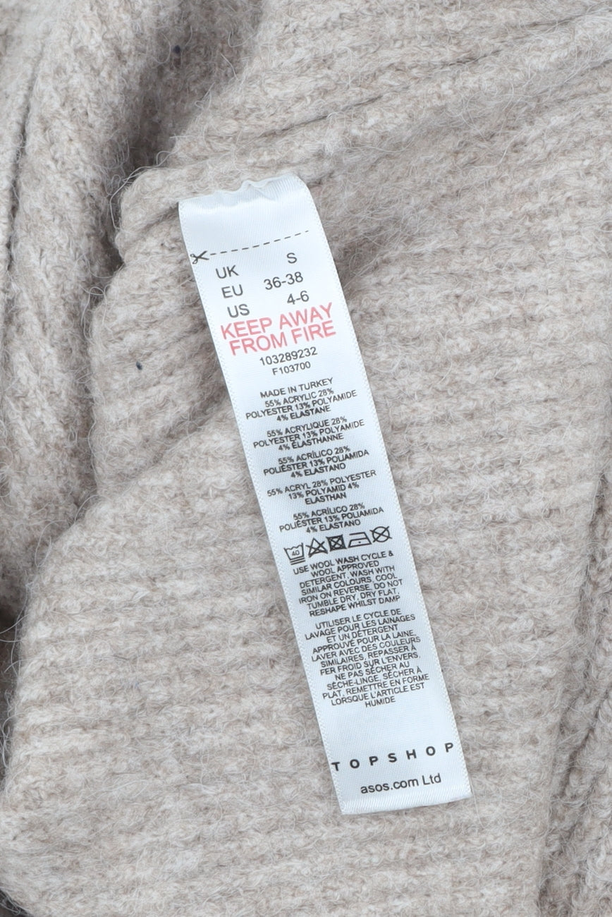 Topshop Women Beige Knit Pullover Jumper S Acrylic Blend