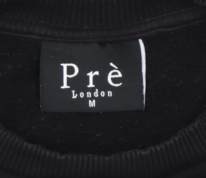 Prè London Men's Black & White Stripe Logo Sweatshirt M