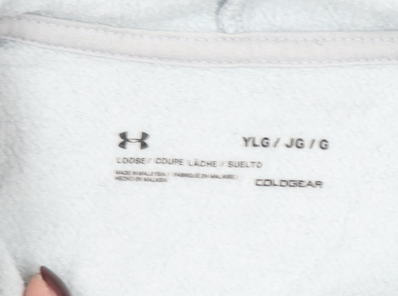 Under Armour Boys Grey YLG Pullover Hoodie Cotton Blend ColdGear