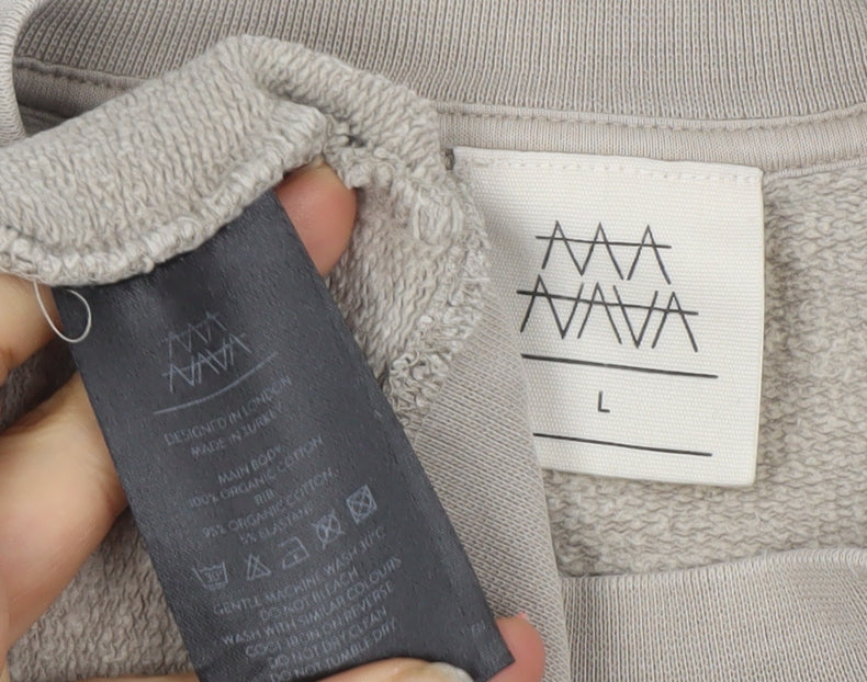 MAYA MAYA Mens Beige Cotton Crew Neck Pullover Sweatshirt L