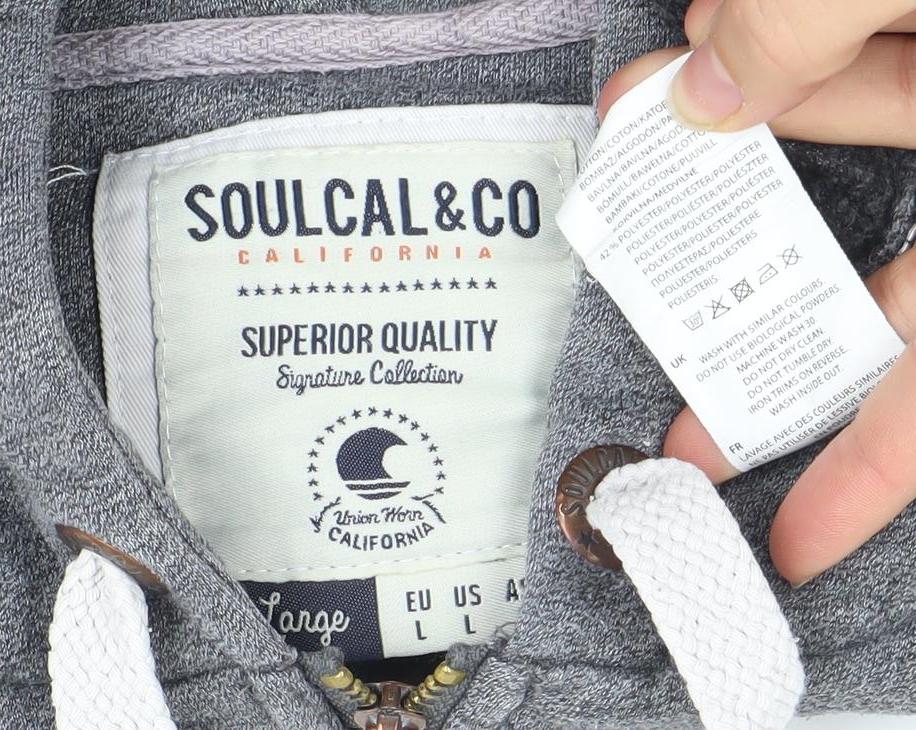 SoulCal Grey Full Zip Hoodie Womens L Casual Cotton Blend