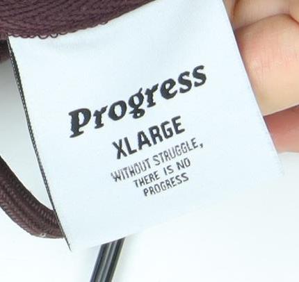 Progress Men's Brown XL Pullover Hoodie with Logo Front Pocket
