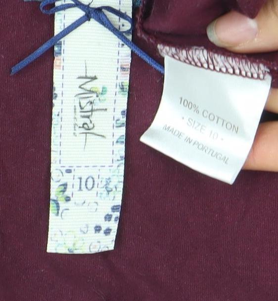 Mistal Womens Purple Feather Print Cotton Shift Dress Size 10