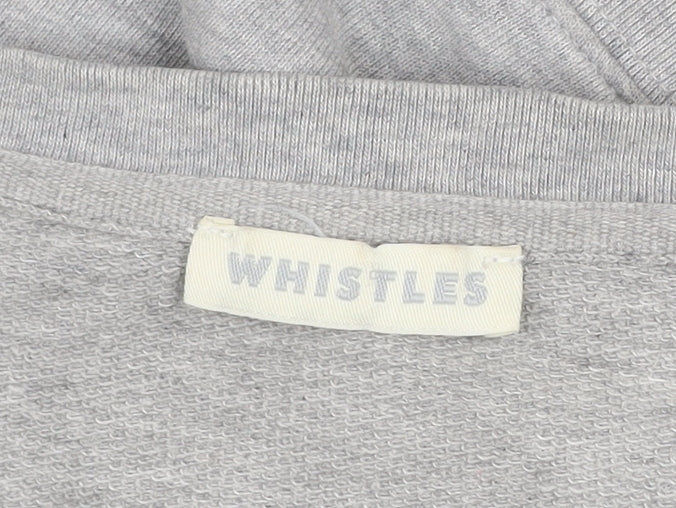 Whistles Women Grey Bow Pullover Jumper UK 14 Cotton Blend Long Sleeve