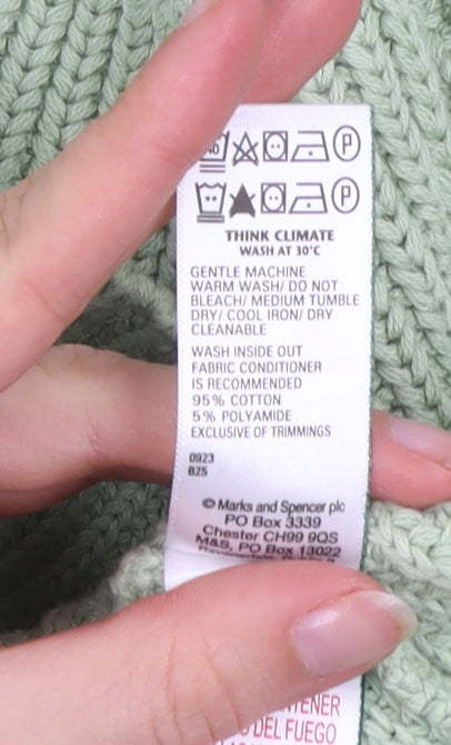 Marks & Spencer Women’s Green Cotton Crew Neck Chunky Knit Jumper M