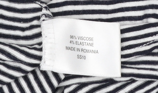 Country Casuals Women’s Black White Striped Scoop Neck 3/4 Sleeve Jersey Top M