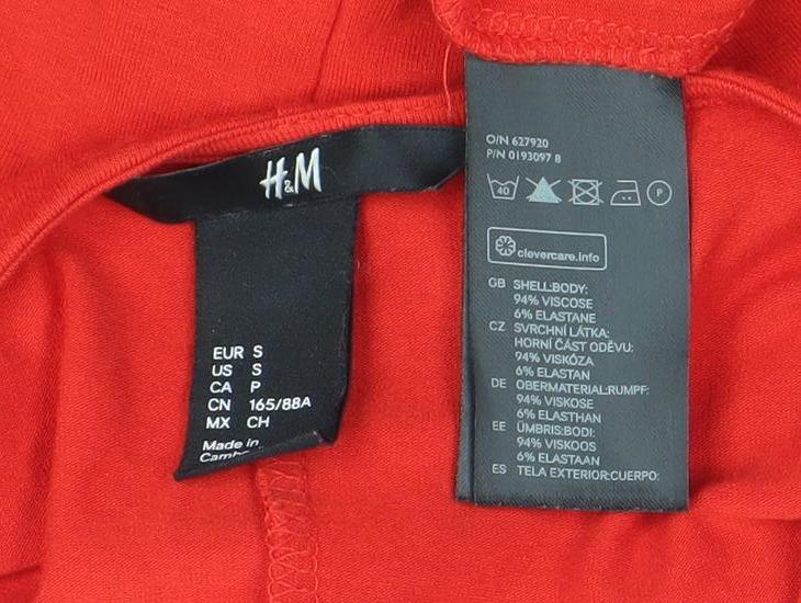 H&M Women’s Red Bodycon Knee Length V-Neck Dress Size S
