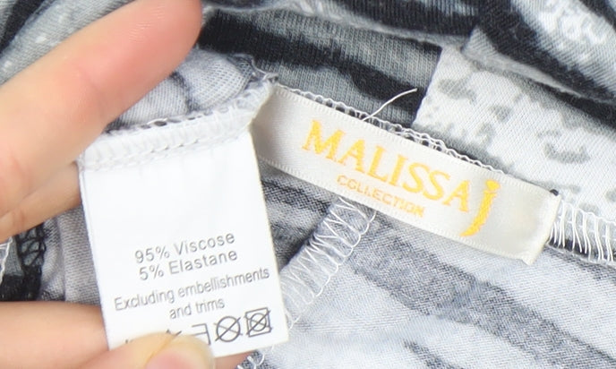 Malissa J Womens Grey Animal Print Roll Neck Tunic Top L