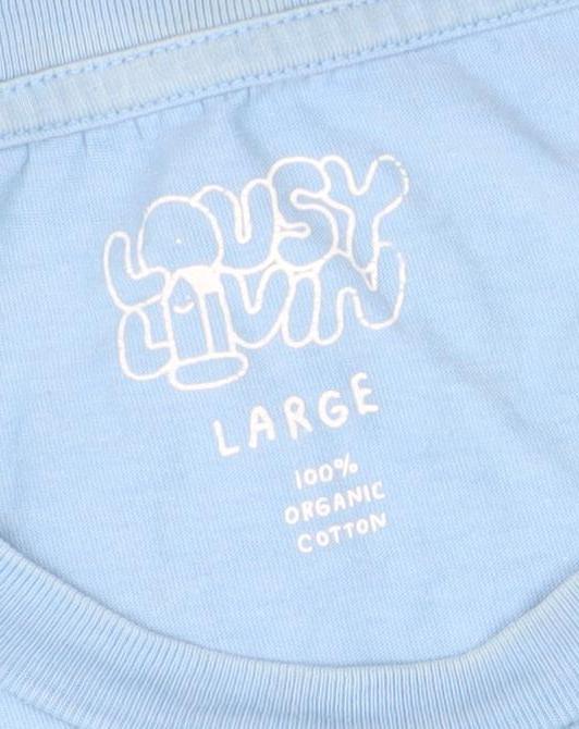 Dusty Luvin Blue Organic Cotton Graphic T-Shirt Women’s Large
