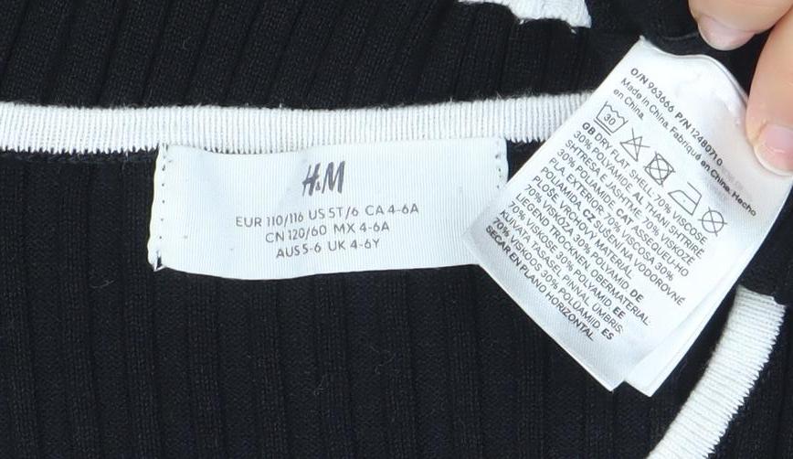 H&M Women’s Black Ribbed Knit Long Sleeve Top Size 6