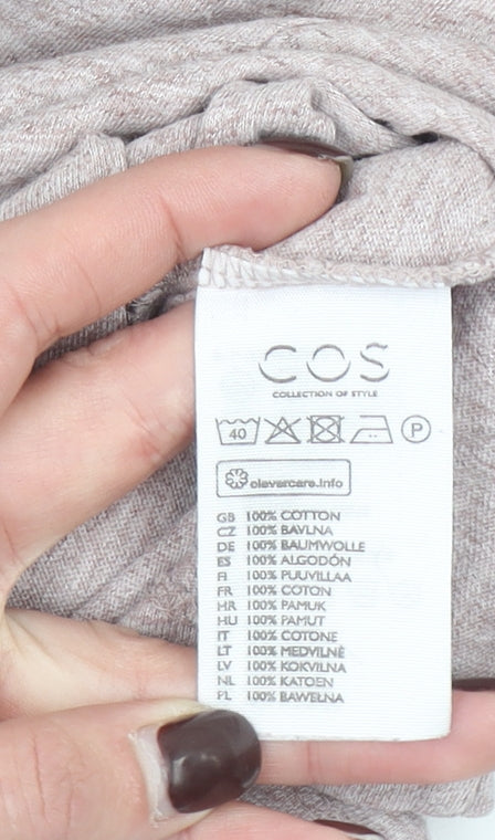 COS Men Beige Cotton Crew Neck Short Sleeve T-Shirt Size M