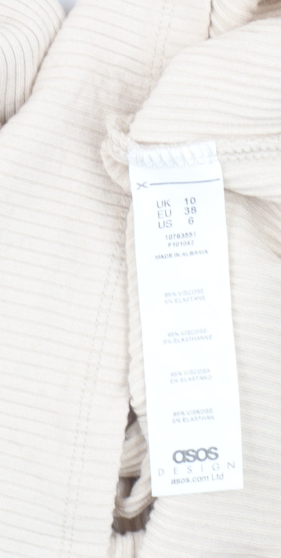 Additional view of ASOS DESIGN Women Beige, size 10, Bodycon Midi Dress Long Sleeve