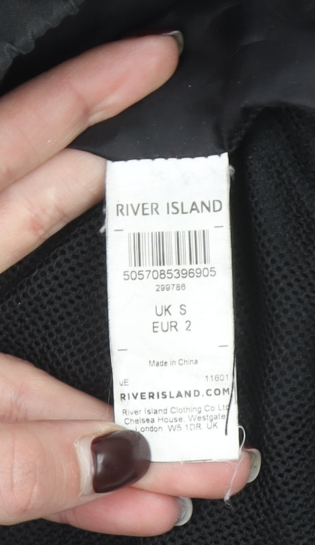 River Island Men's Black Hooded Windbreaker Jacket Size S