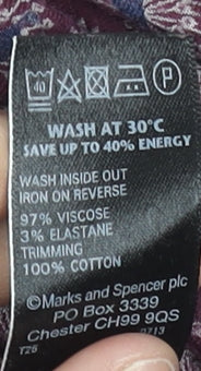 Marks & Spencer Women’s Purple Viscose Crochet Trim Shift Dress Size 14