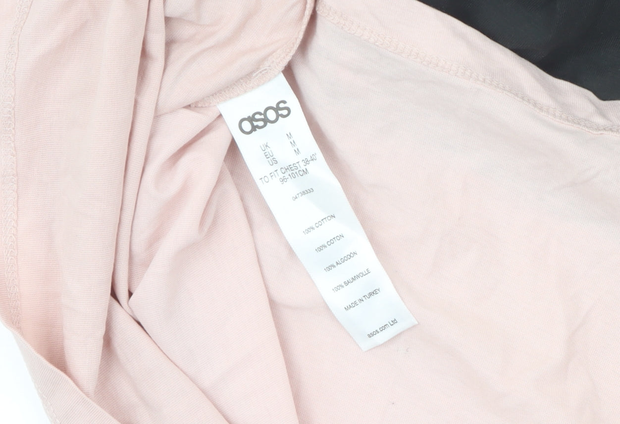 ASOS Men Pink Graphic Print Cotton T-Shirt M Short Sleeve Regular Fit
