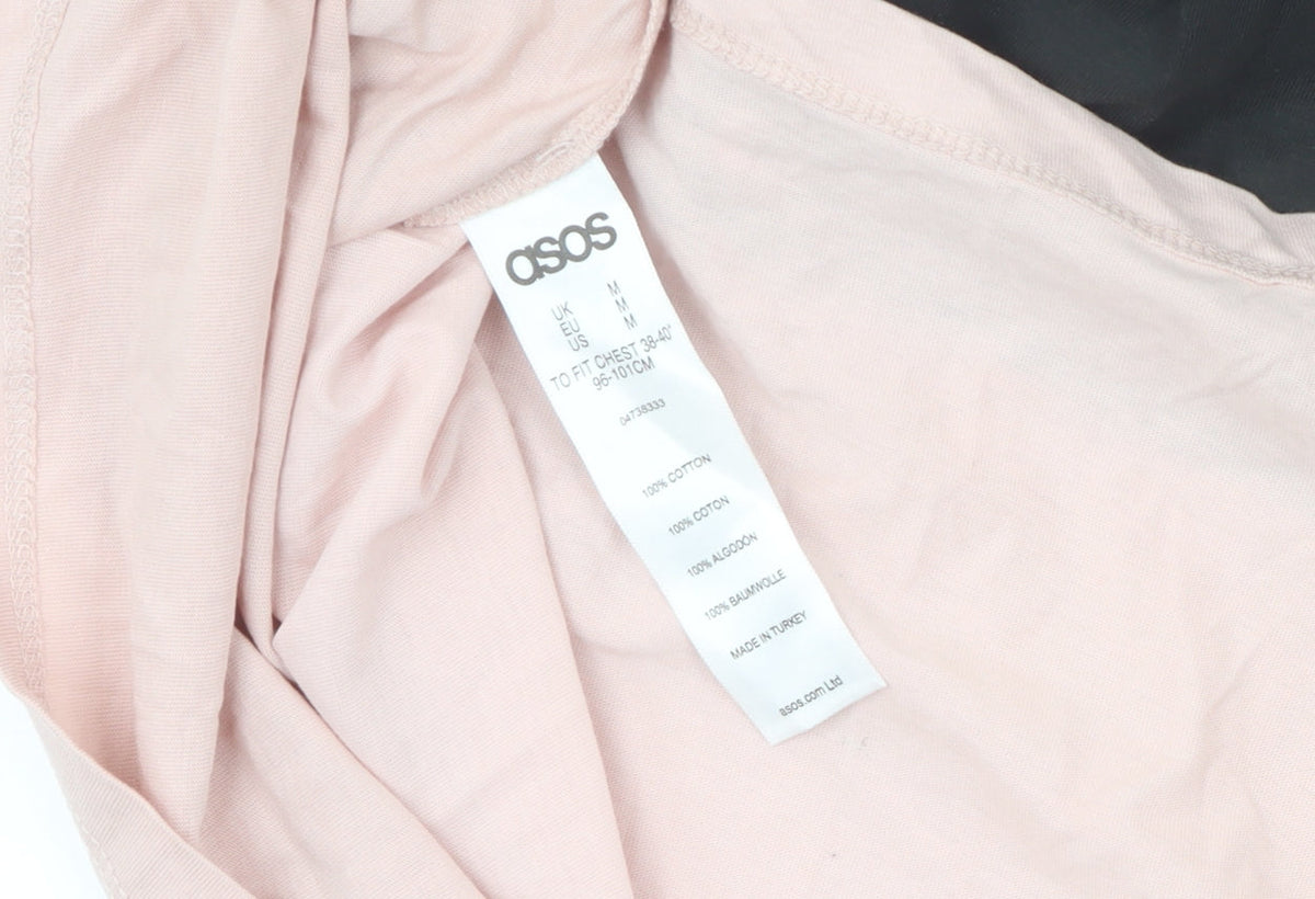 ASOS Men Pink Graphic Print Cotton T-Shirt M Short Sleeve Regular Fit