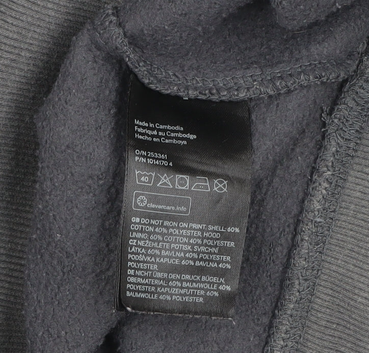 H&M Men’s Grey Regular Fit Pullover Hoodie XL Graphic Print
