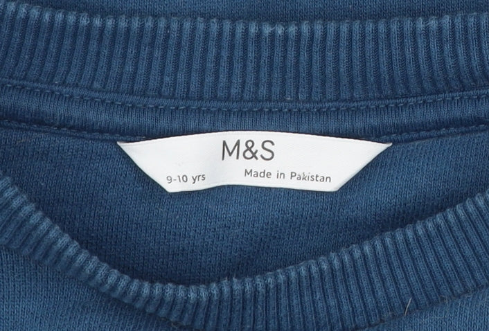 Marks & Spencer Girls Blue Space Graphic Pullover Sweatshirt 9-10 Years
