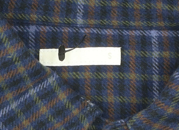 GU Men's Blue Checked Flannel Cotton Button-Up Shirt Size S