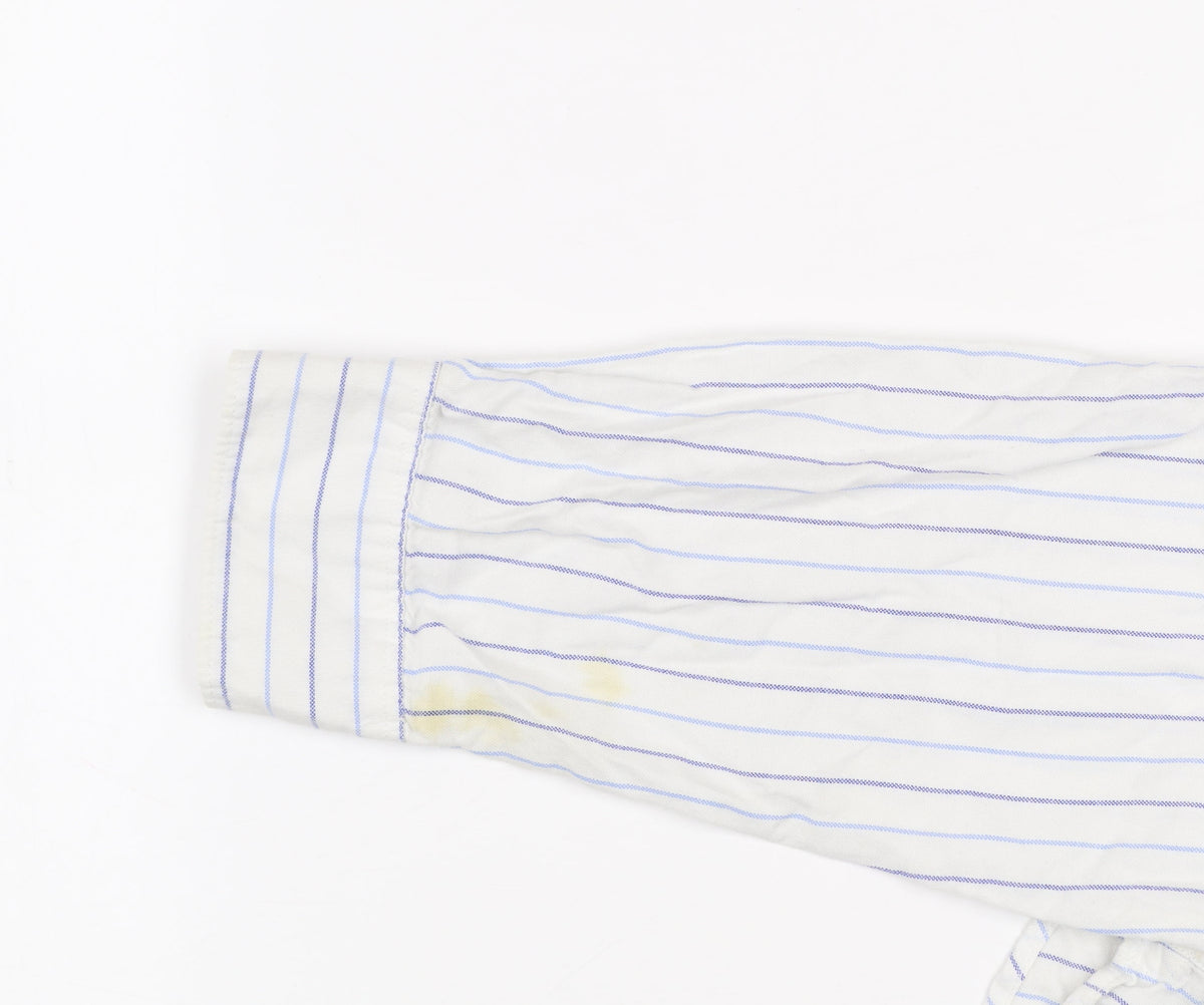 Gap Men's White Striped XL Relaxed Fit Button-Up Cotton Shirt