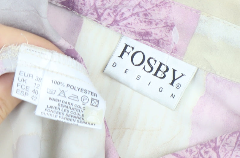 Fosby Design Women's Multicoloured Button-Up Shirt UK 12 Long Sleeve Polyester