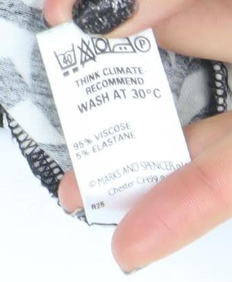 Marks & Spencer Womens Black Floral Wrap Jersey Blouse Size 10