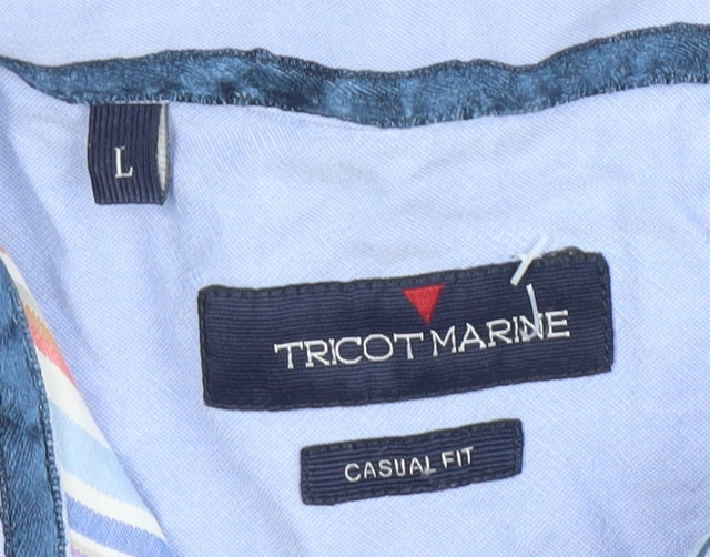 Tricot Marine Men's Multicoloured Striped Short Sleeve Casual Shirt L