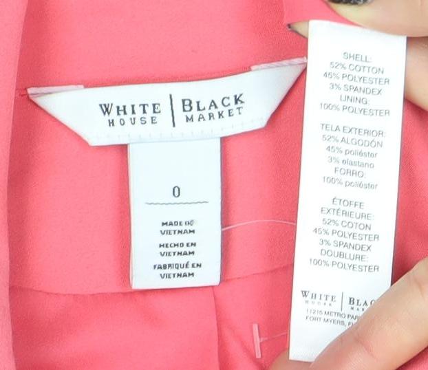 White House Black Market Women Pink Shawl Collar One-Button Blazer Size 6