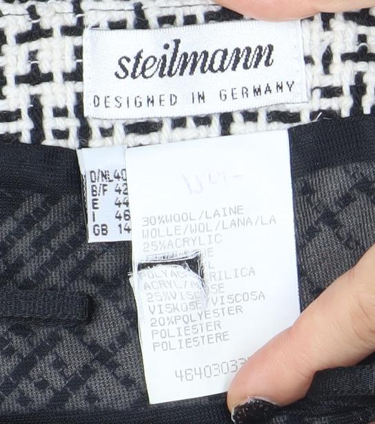 Steilmann Women Black Check Tweed Knee Length Pencil Skirt Size 14