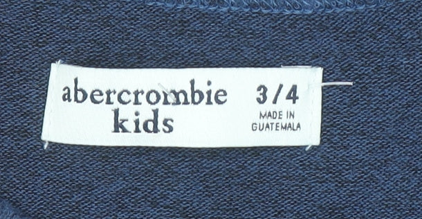 Abercrombie & Fitch Kids Girls Blue Cut-Out Shoulder T-Shirt 3-4 Years