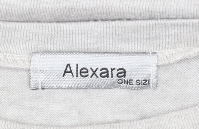 Alexara Womens Grey Long Sleeve Basic Cotton T-Shirt One Size