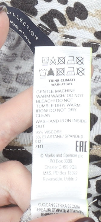 Marks & Spencer Women’s Multicoloured Leopard Print Long Sleeve T-Shirt Size 12