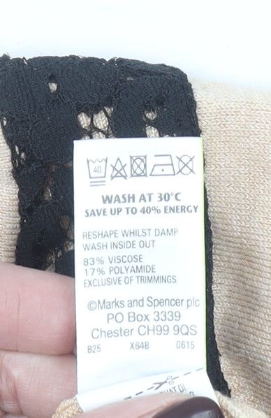 Marks & Spencer Beige Lace Panel 3/4 Sleeve Pullover Jumper M Unisex