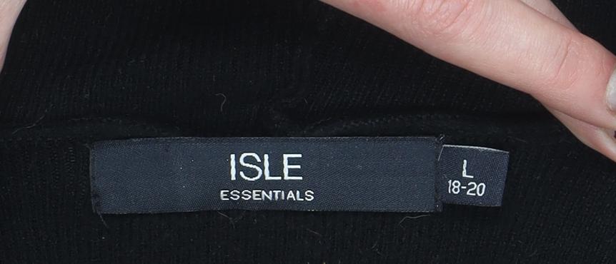 Isle Essentials Womens Black Size 18-20 Hooded Pullover Jumper