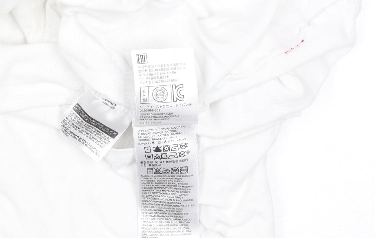 Levi's Men's White Logo Graphic Print Regular Fit T-Shirt M