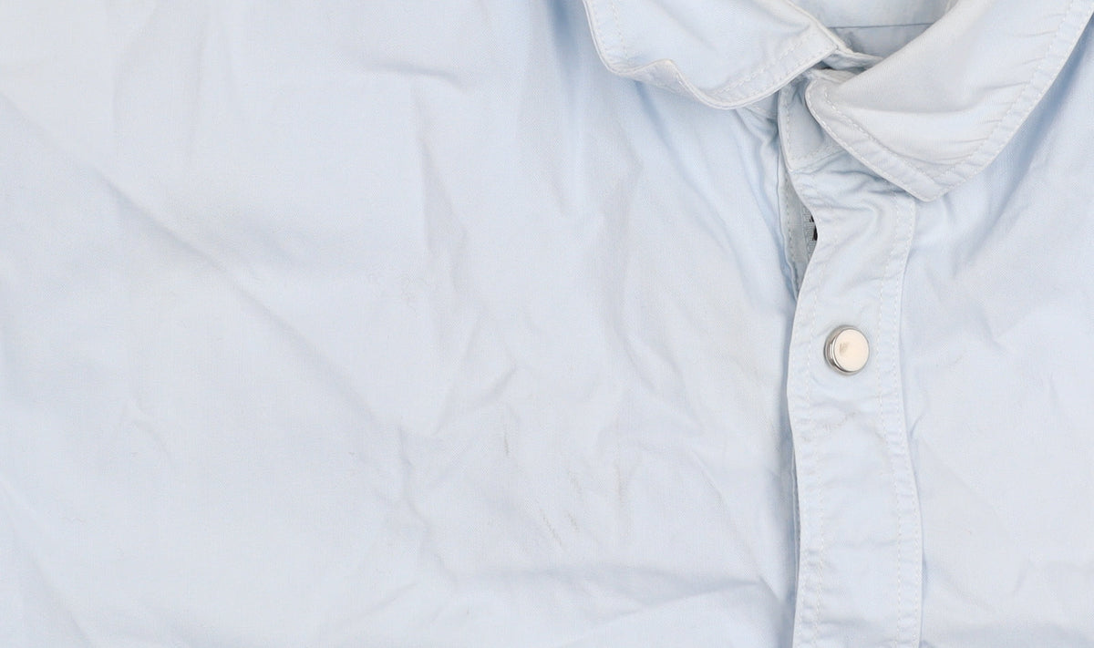 Zara Man Blue Slim Fit Long Sleeve Button-Up Shirt Size L