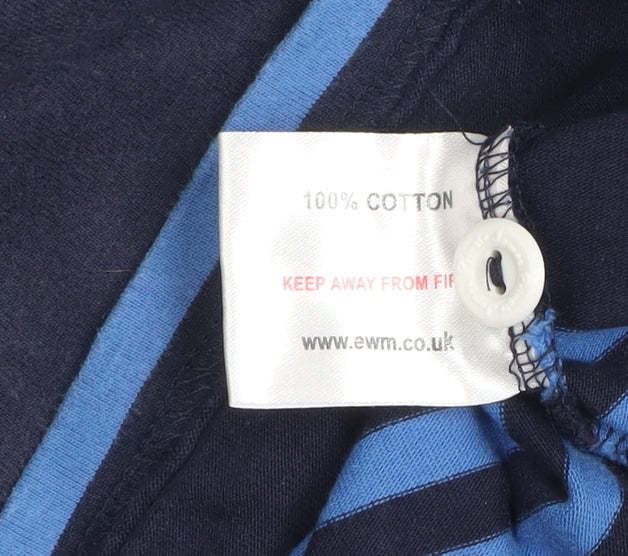 James Pringle Men's Blue Striped Collared Rugby Sweatshirt Size S