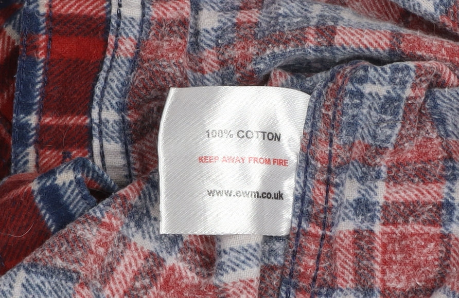 P.G. Field Men's Red Plaid Cotton Flannel Button-Up Shirt M