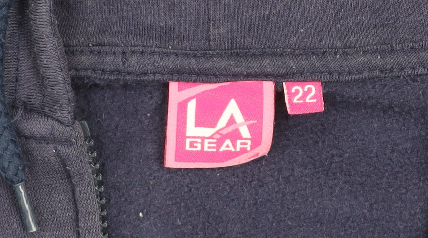 LA Gear Women Navy Full Zip Hoodie Size 22 Cotton Blend