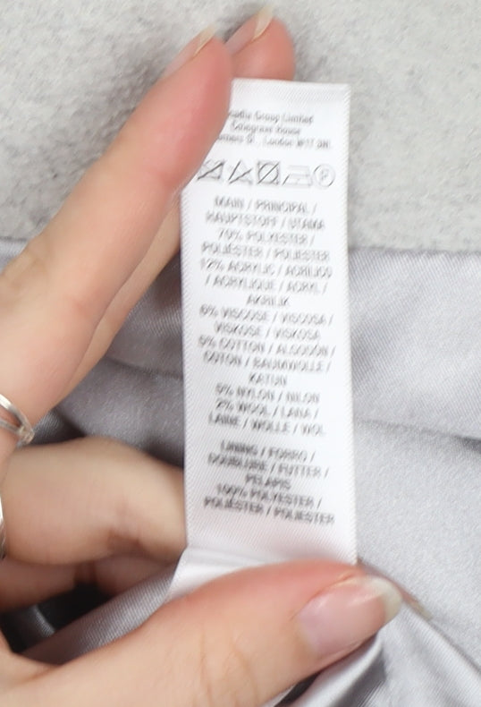 Wallis Women’s Grey Long Overcoat Size 12 Regular Fit Lined Wool Blend