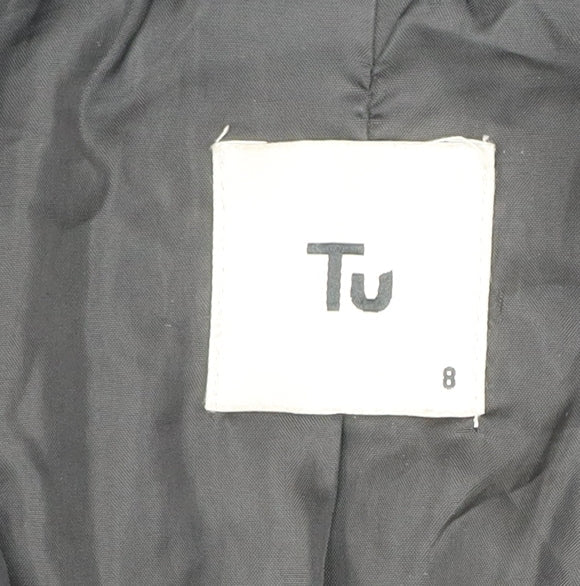 Tu Women's Black Quilted Long Coat Size 8 Lined Winter Jacket