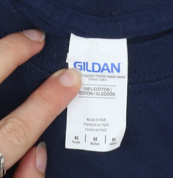 Gildan Teens Blue Wetherby Bike Trails Graphic T-Shirt M