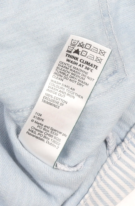 Marks & Spencer Girls Blue Striped Cotton Waistcoat 15-16 Years