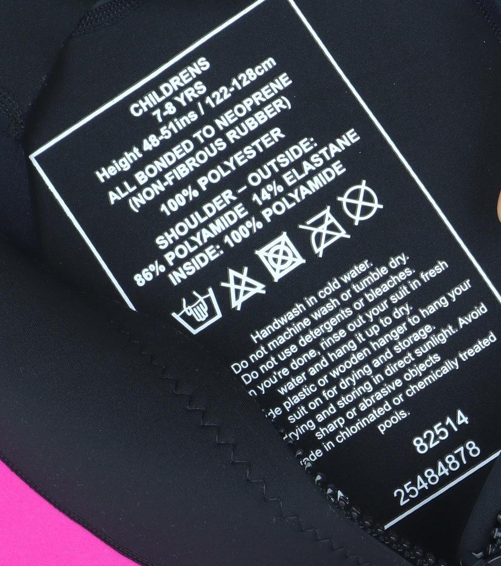 Waihui Girls Black Pink Orange Shorty Wetsuit 7 Years Quick Dry Stretch Swimwear