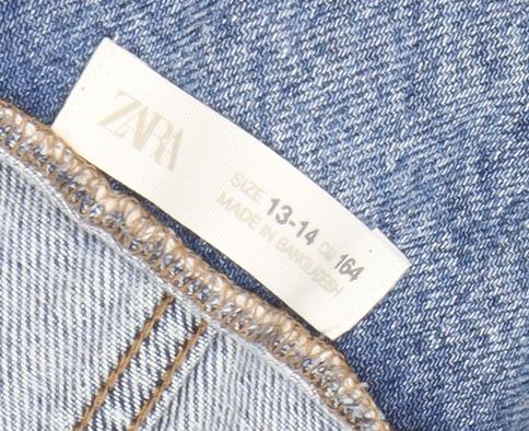 ZARA Girls Blue Denim Dungaree Jumpsuit 13-14 Years Adjustable Straps