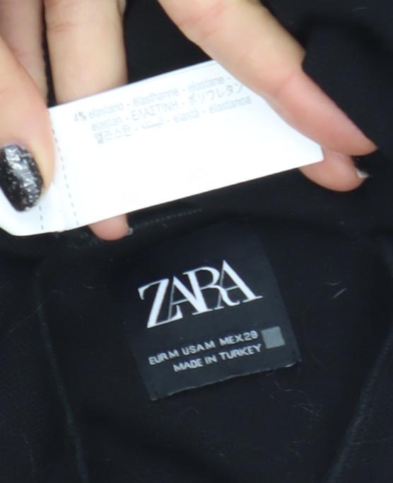 ZARA Womens Black Slim Fit Full Zip Mock Neck Jumper Size 10