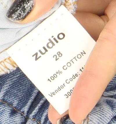 Zudio Women’s Blue High Rise Mom Jeans Size 28 Cotton Denim